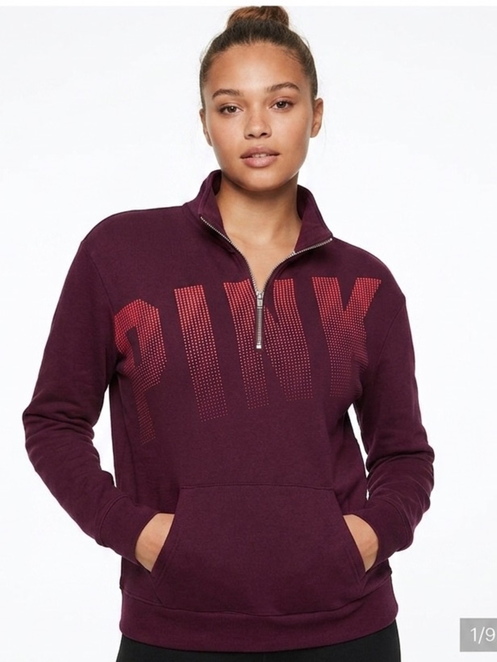 Victoria's Secret PINK Sweatshirt Maroon Pullover Long Sleeve Size Small